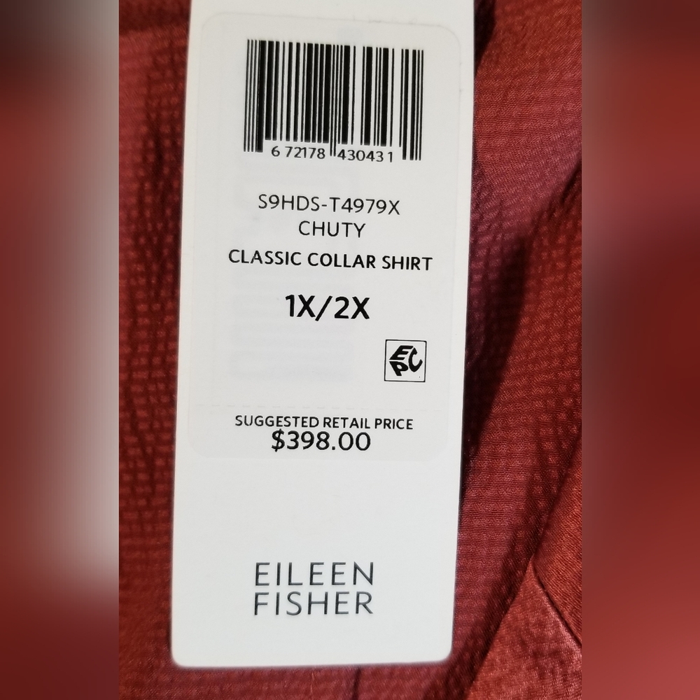 Eileen Fisher Woman NWT Pink Orange (Chuty) Hammered Silk SS Tunic Size 1X/2X - Picture 8 of 10